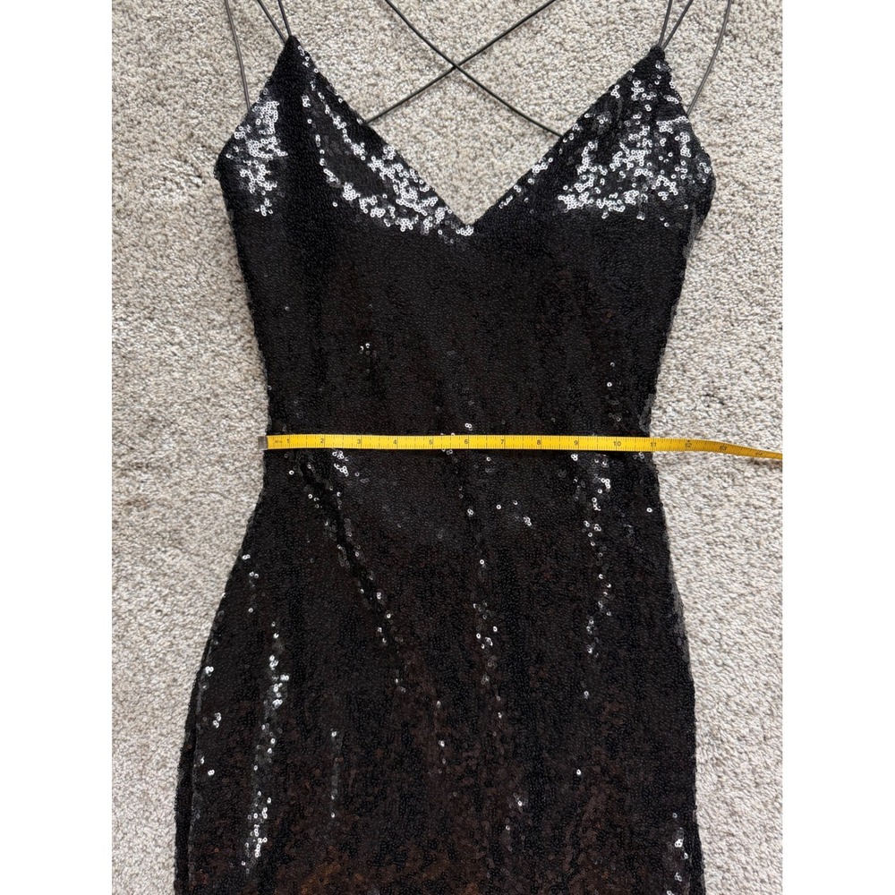 B Darlin‎ Black Sequin Mini Dress Crisscross Back Size M - Picture 3 of 7